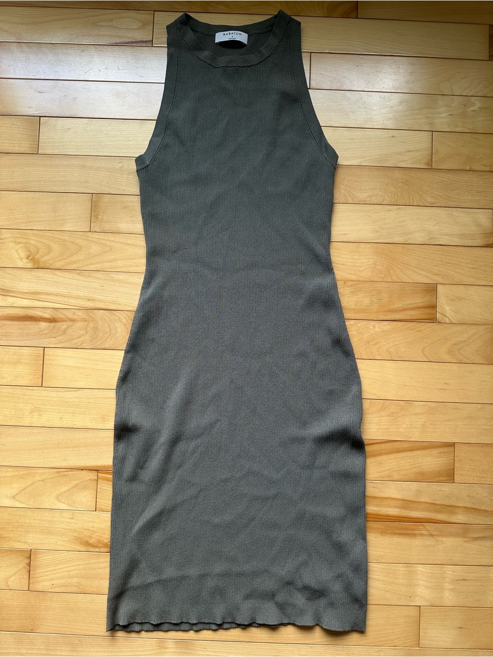 Aritzia Babaton Olive Ribbed Tank Dress Small